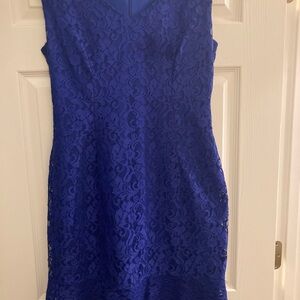 American Living Blue Sheath Mini Dress V-Neck Sleeveless